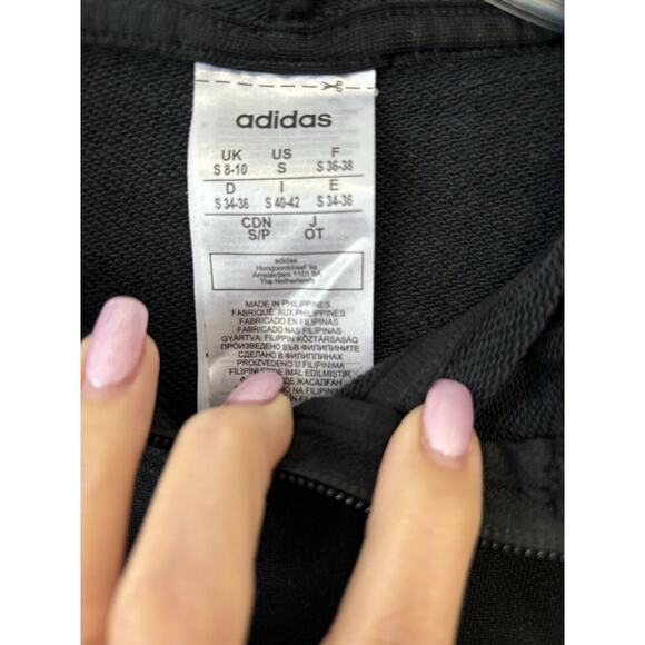 Adidas Black Oversized Hoodie with Logo on Hood Winter Jacket Men's Size Small - Picture 5 of 5